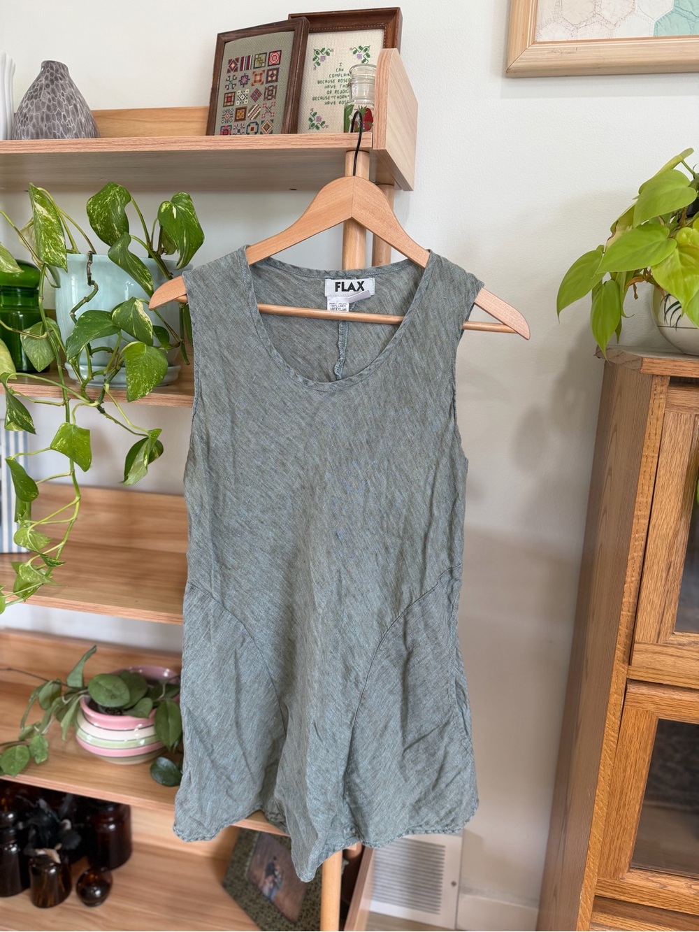 Flax Women’s Tunic Tank Medium (blue/green)